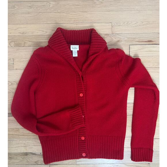 Neiman Marcus Women's M 100% Cashmere Sweater Red Shawl Button Front Cardigan - Picture 1 of 13